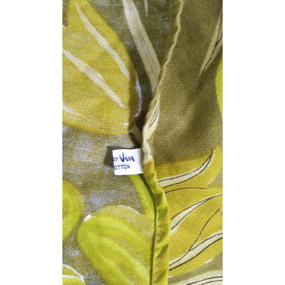 Vera Neumann Tablecloth Green Pink Floral Cotton 58" x 100" Mod MCM - Picture 5 of 8